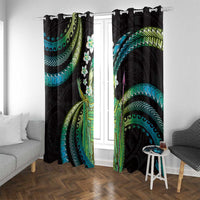 Hawaii King Kamehameha Window Curtain Fantastic Plumeria Chartreuse Cyan