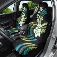 Hawaii Plumeria Car Seat Cover Chartreuse Cyan Polynesian Pattern