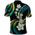 Hawaii Plumeria Polo Shirt Chartreuse Cyan Polynesian Pattern