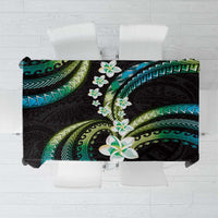 Hawaii Plumeria Tablecloth Chartreuse Cyan Polynesian Pattern