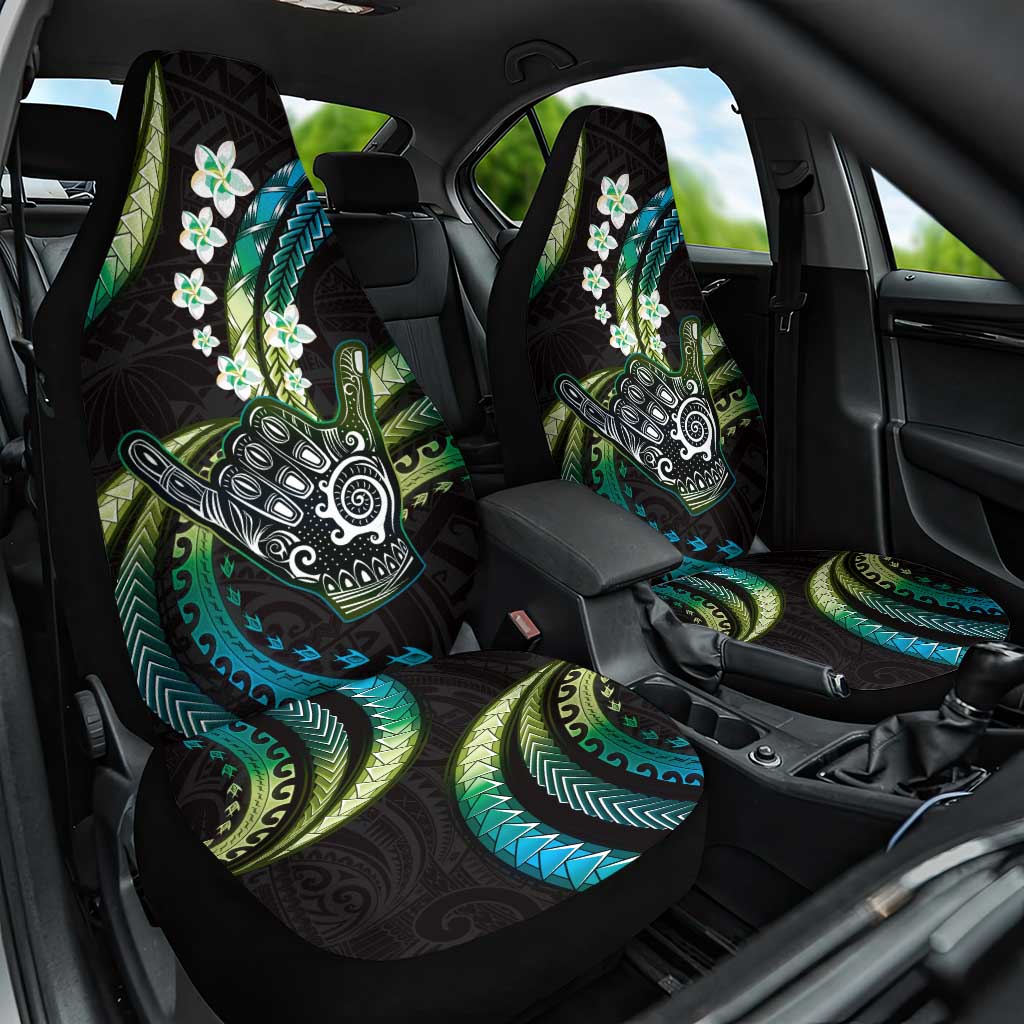 Hawaii Shaka Sign Car Seat Cover Fantastic Frangipani Chartreuse Cyan