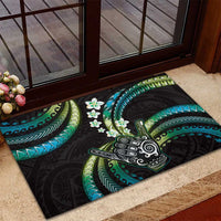 Hawaii Shaka Sign Rubber Doormat Fantastic Frangipani Chartreuse Cyan