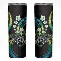 Hawaii Shaka Sign Skinny Tumbler Fantastic Frangipani Chartreuse Cyan