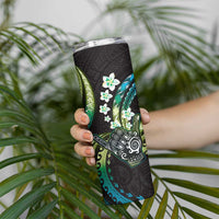 Hawaii Shaka Sign Skinny Tumbler Fantastic Frangipani Chartreuse Cyan