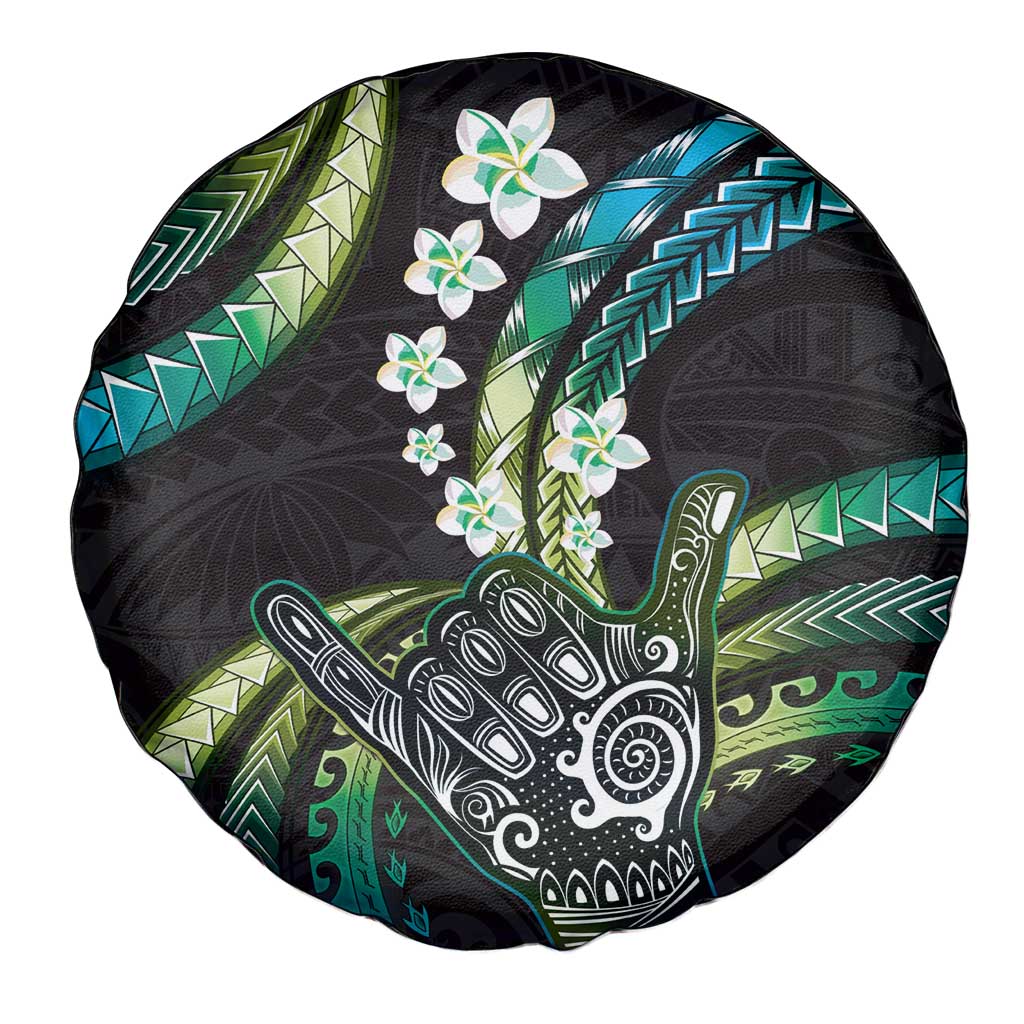 Hawaii Shaka Sign Spare Tire Cover Fantastic Frangipani Chartreuse Cyan