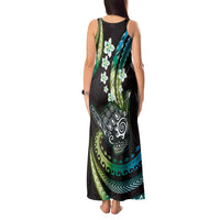 Hawaii Shaka Sign Tank Maxi Dress Fantastic Frangipani Chartreuse Cyan