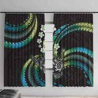 Hawaii Shaka Sign Window Curtain Fantastic Frangipani Chartreuse Cyan