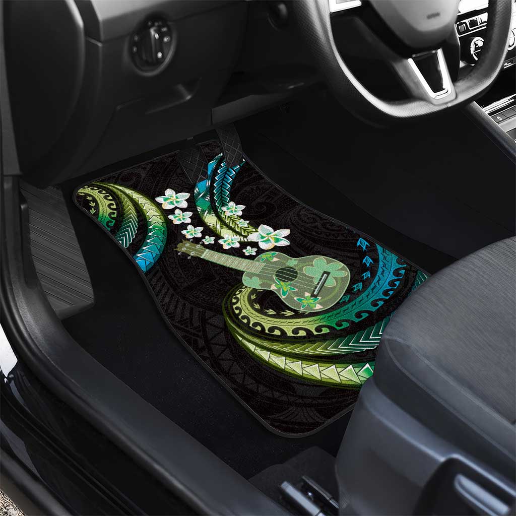 Hawaiian Ukulele Car Mats Chartreuse Cyan Fantastic Plumeria