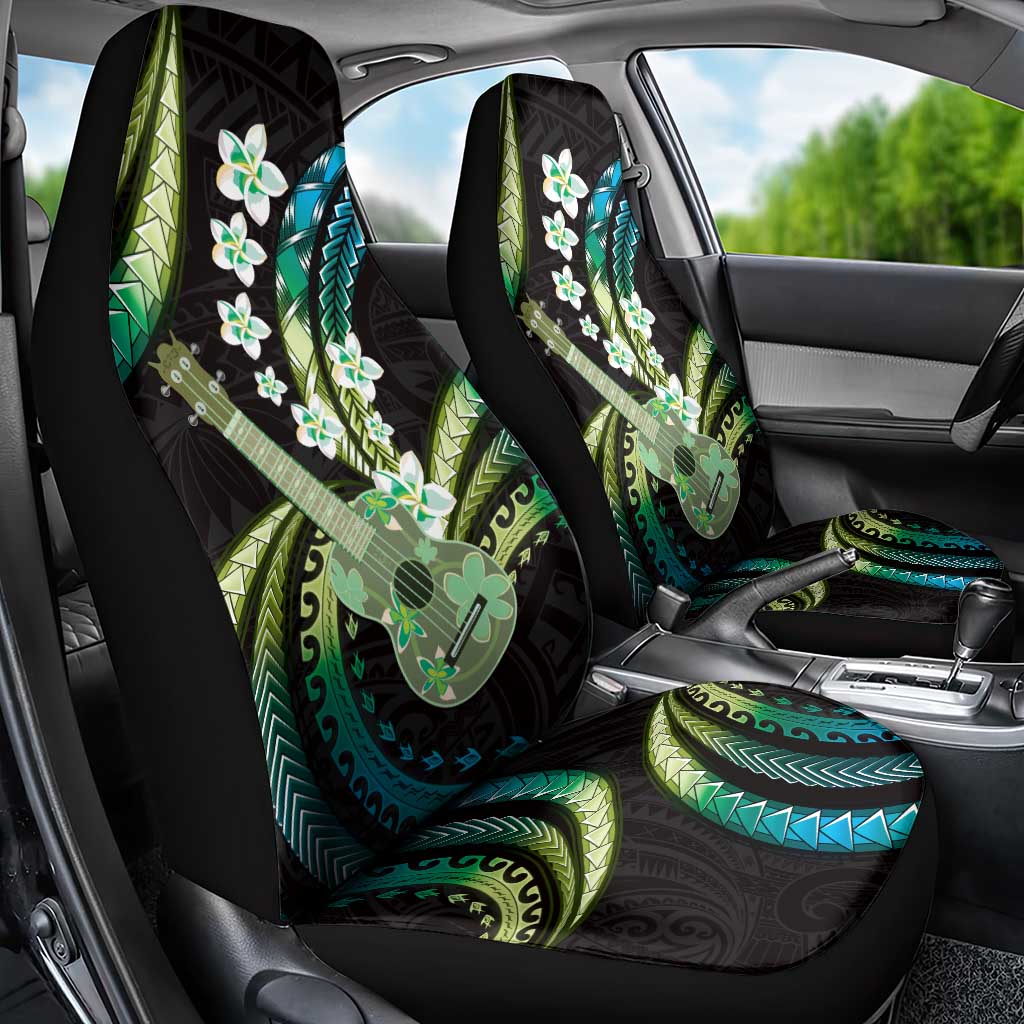 Hawaiian Ukulele Car Seat Cover Chartreuse Cyan Fantastic Plumeria