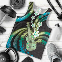 Hawaiian Ukulele Men Tank Top Chartreuse Cyan Fantastic Plumeria