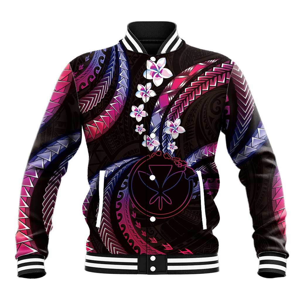 Hawaii Map Kanaka Maoli Baseball Jacket Fantastic Frangipani Sweet Dream