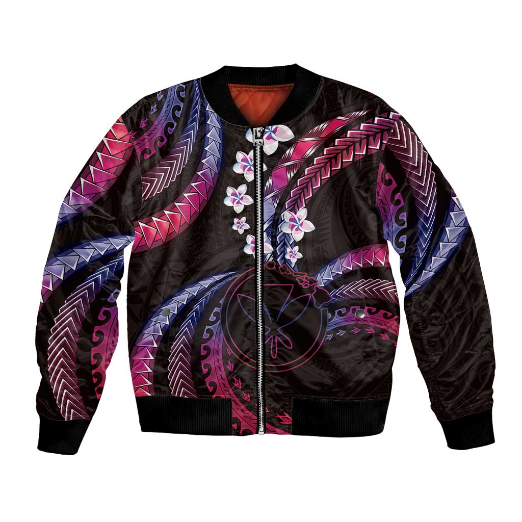 Hawaii Map Kanaka Maoli Bomber Jacket Fantastic Frangipani Sweet Dream