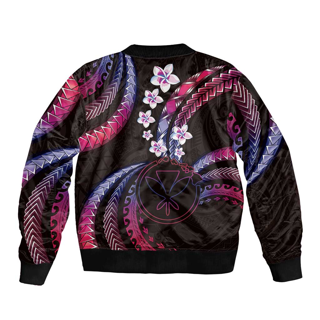 Hawaii Map Kanaka Maoli Bomber Jacket Fantastic Frangipani Sweet Dream
