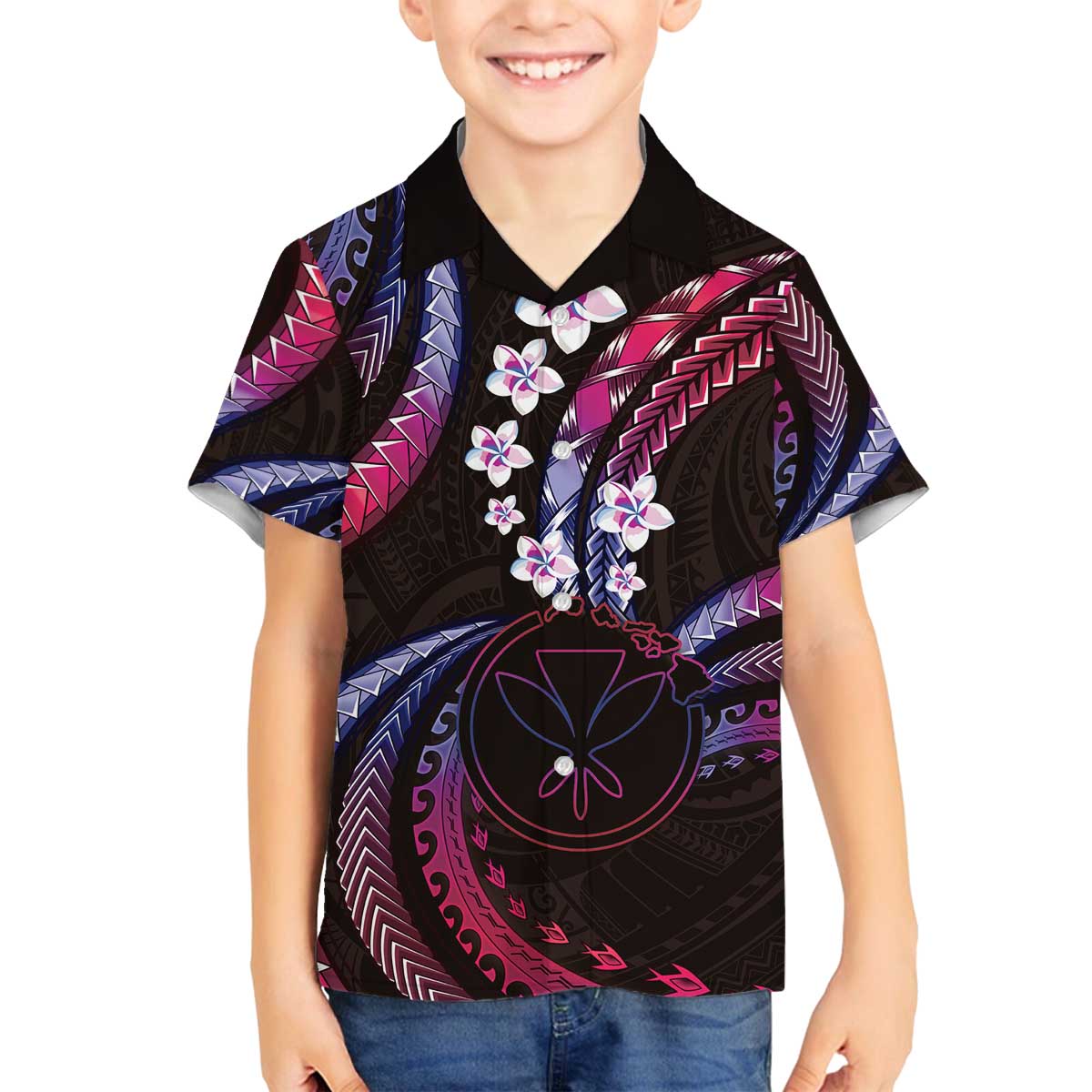 Hawaii Map Kanaka Maoli Family Matching Off The Shoulder Long Sleeve Dress and Hawaiian Shirt Fantastic Frangipani Sweet Dream