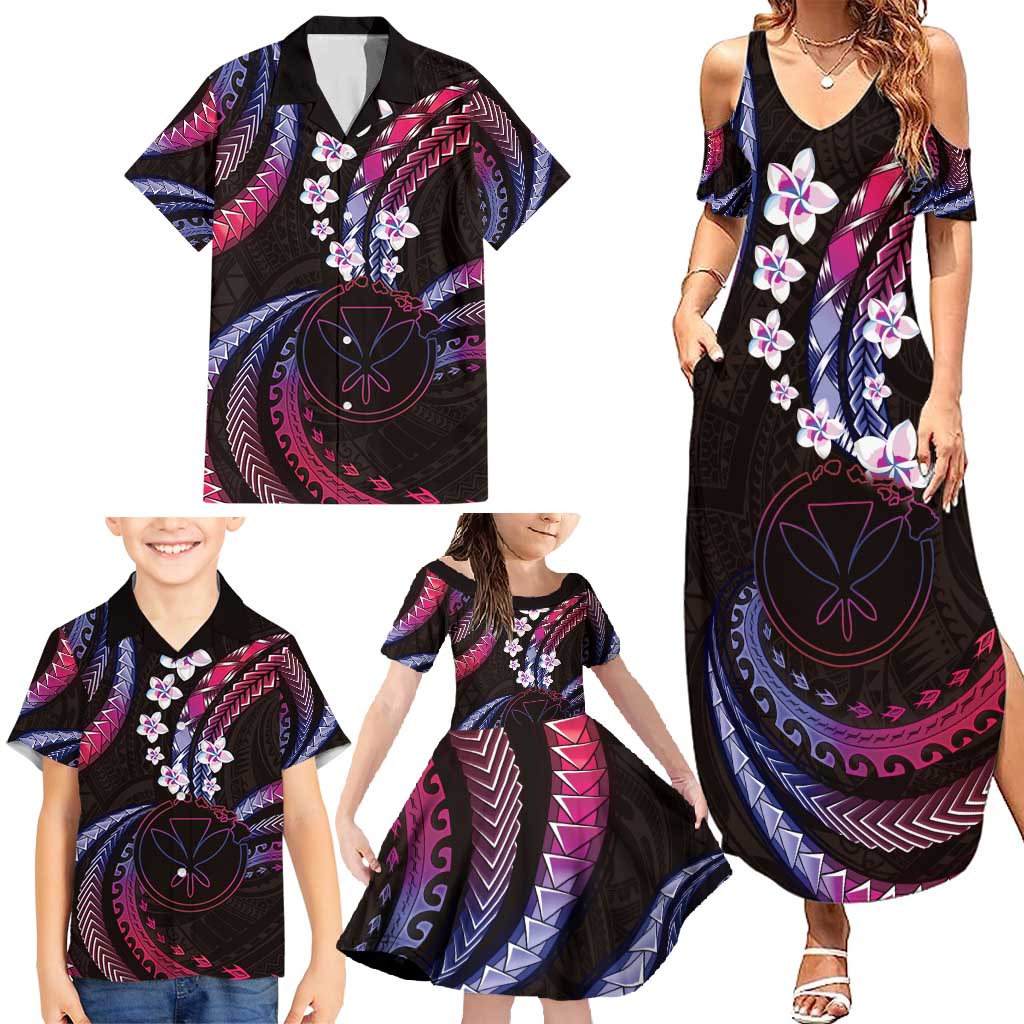 Hawaii Map Kanaka Maoli Family Matching Summer Maxi Dress and Hawaiian Shirt Fantastic Frangipani Sweet Dream