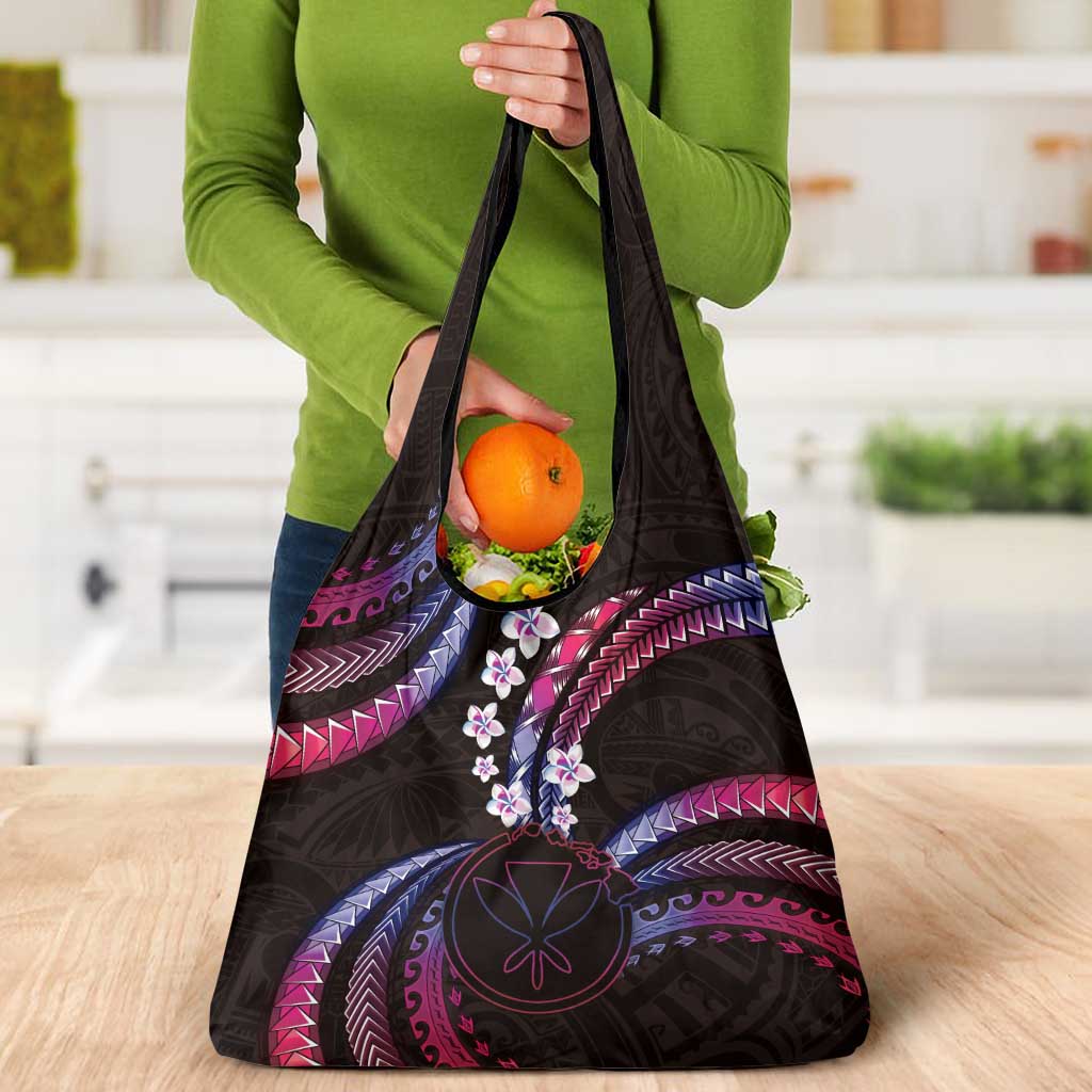 Hawaii Map Kanaka Maoli Grocery Bag Fantastic Frangipani Sweet Dream