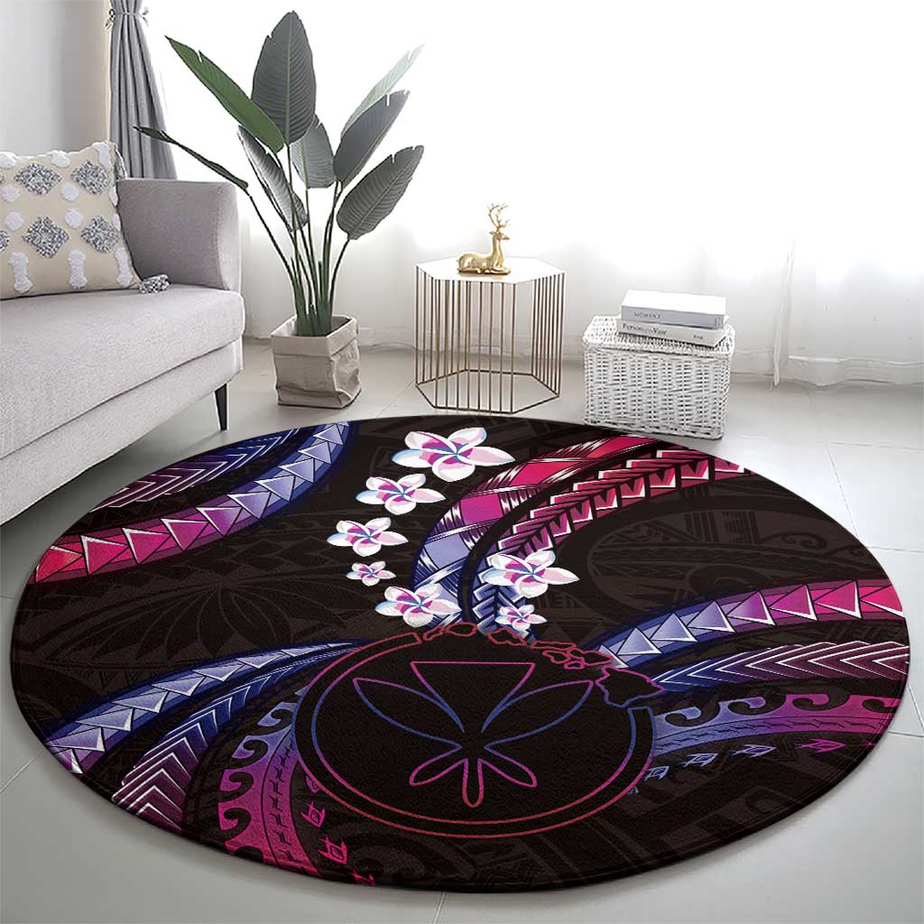 Hawaii Map Kanaka Maoli Round Carpet Fantastic Frangipani Sweet Dream