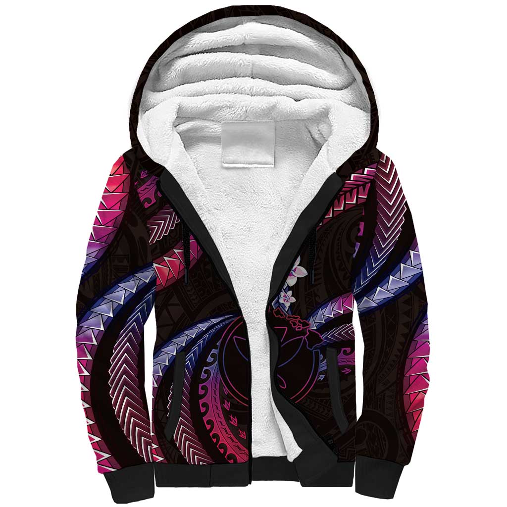 Hawaii Map Kanaka Maoli Sherpa Hoodie Fantastic Frangipani Sweet Dream