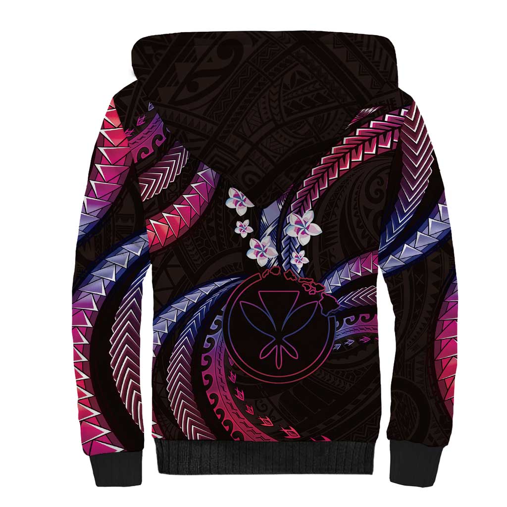 Hawaii Map Kanaka Maoli Sherpa Hoodie Fantastic Frangipani Sweet Dream