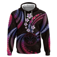 Hawaii Map Kanaka Maoli Zip Hoodie Fantastic Frangipani Sweet Dream