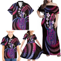 Hawaii King Kamehameha Family Matching Off Shoulder Maxi Dress and Hawaiian Shirt Fantastic Plumeria Sweet Vibes