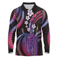 Hawaii King Kamehameha Long Sleeve Polo Shirt Fantastic Plumeria Sweet Vibes