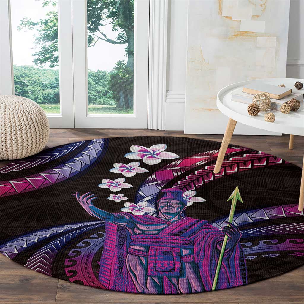 Hawaii King Kamehameha Round Carpet Fantastic Plumeria Sweet Vibes