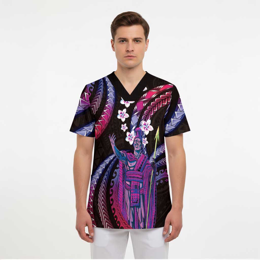 Hawaii King Kamehameha Scrub Top Fantastic Plumeria Sweet Vibes - Polynesian Pride