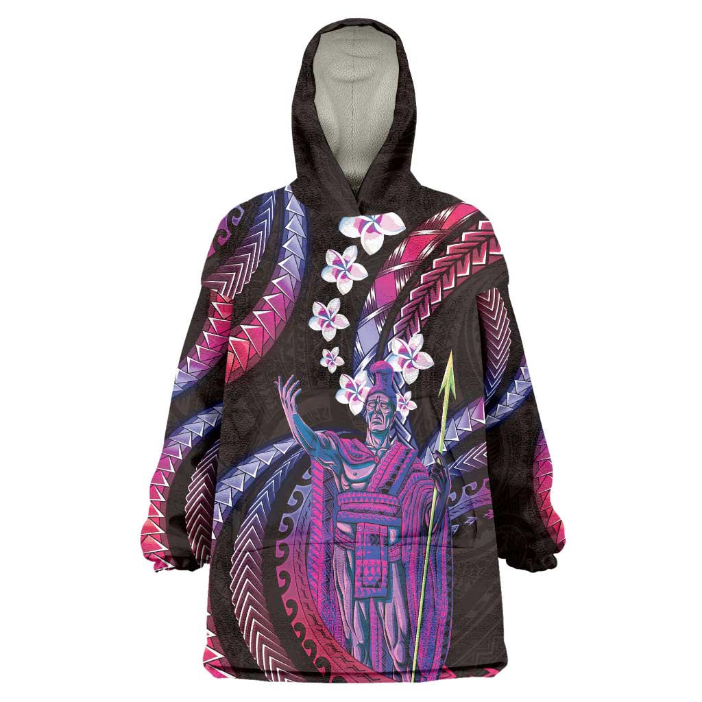 Hawaii King Kamehameha Wearable Blanket Hoodie Fantastic Plumeria Sweet Vibes