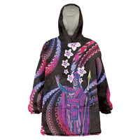 Hawaii King Kamehameha Wearable Blanket Hoodie Fantastic Plumeria Sweet Vibes