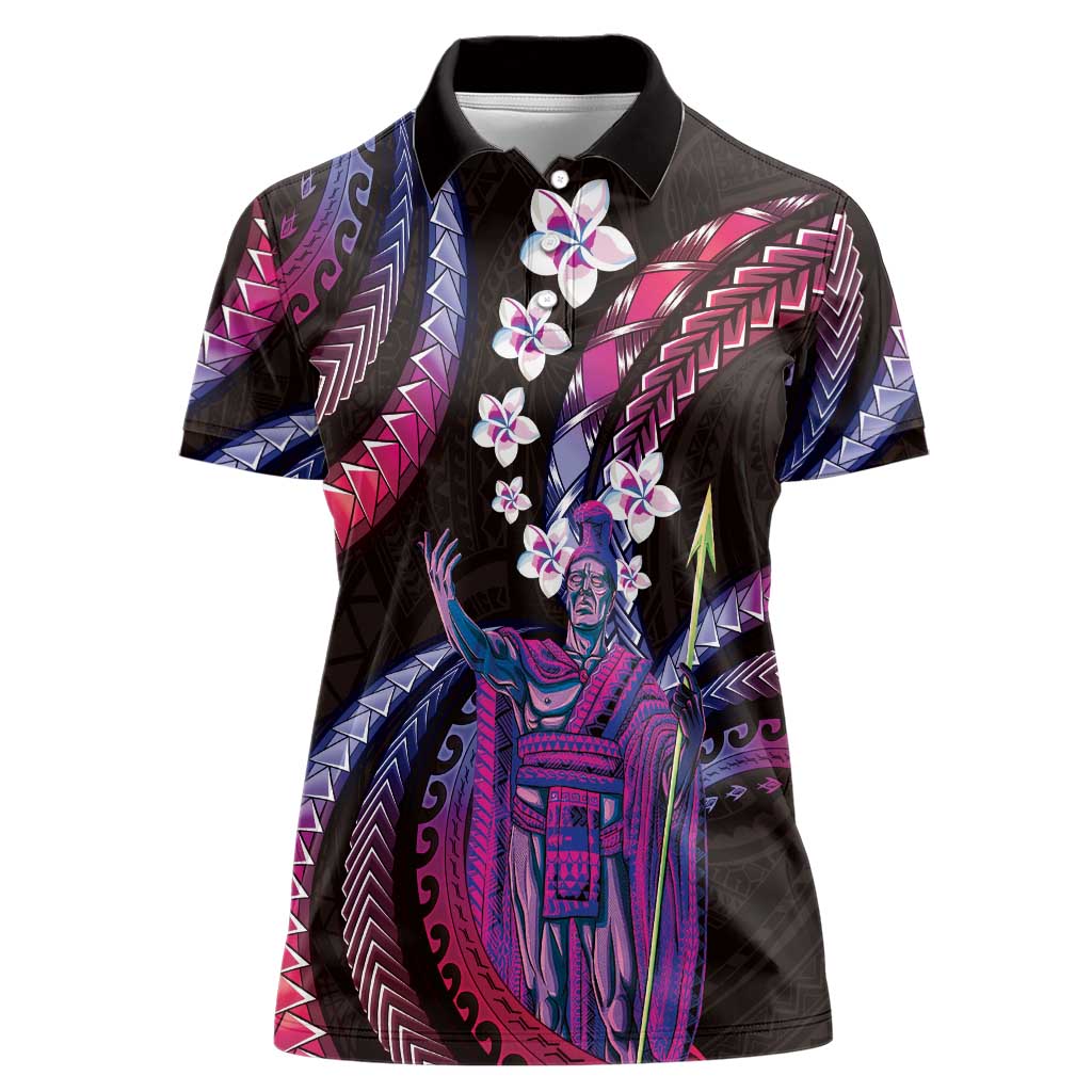 Hawaii King Kamehameha Women Polo Shirt Fantastic Plumeria Sweet Vibes