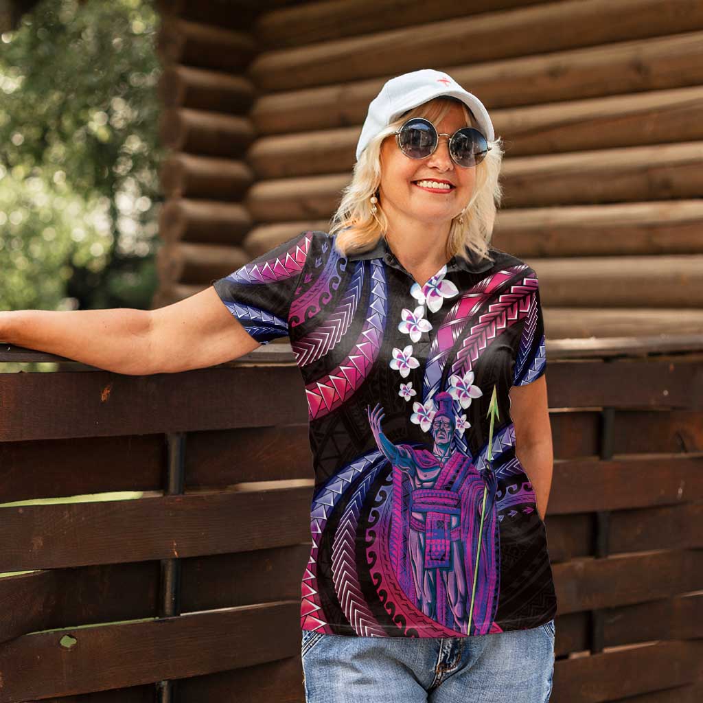 Hawaii King Kamehameha Women Polo Shirt Fantastic Plumeria Sweet Vibes