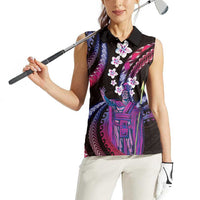 Hawaii King Kamehameha Women Sleeveless Polo Shirt Fantastic Plumeria Sweet Vibes