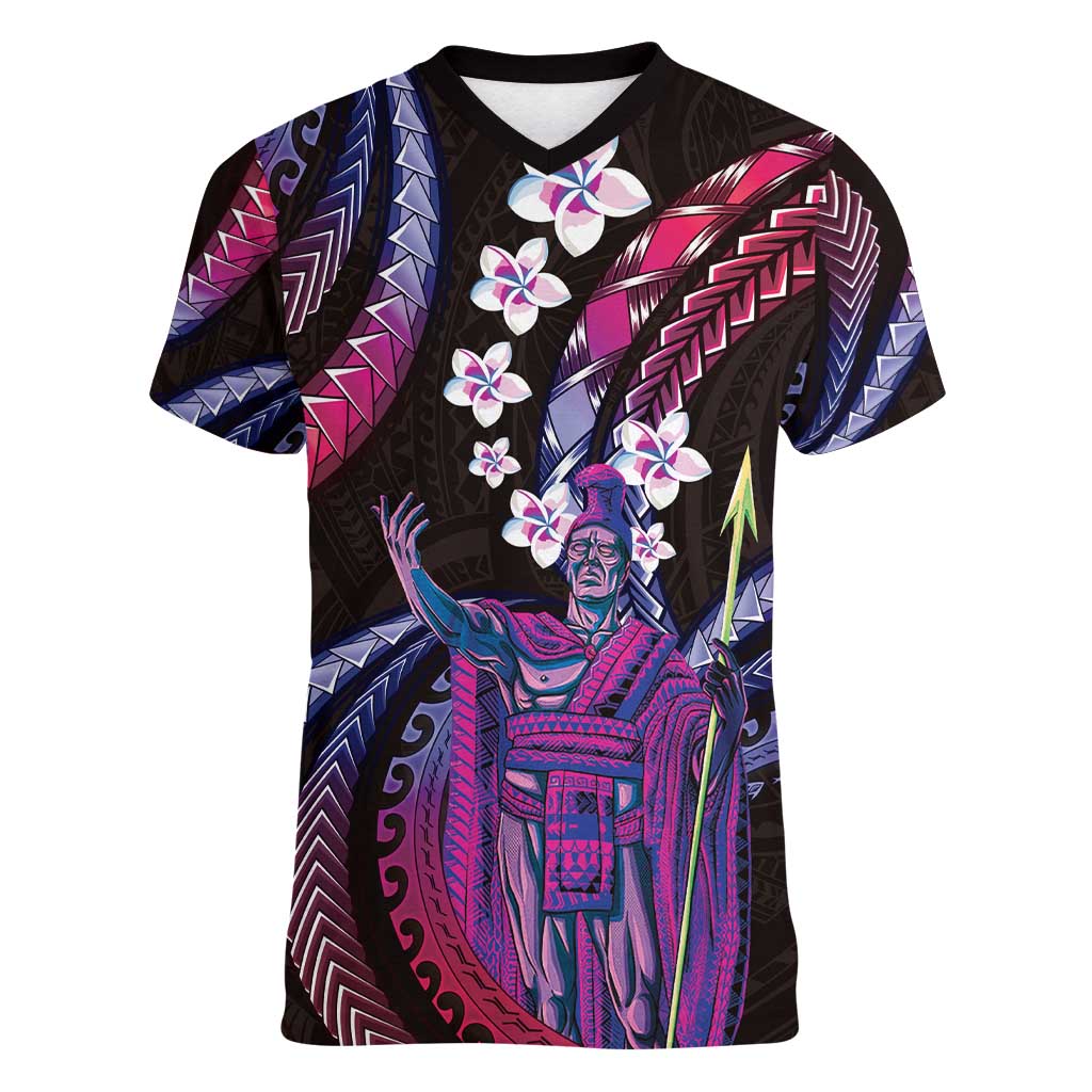 Hawaii King Kamehameha Women V-Neck T-Shirt Fantastic Plumeria Sweet Vibes