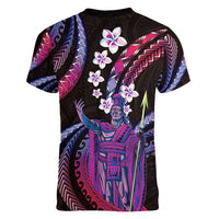 Hawaii King Kamehameha Women V-Neck T-Shirt Fantastic Plumeria Sweet Vibes