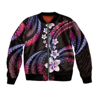 Hawaii Plumeria Bomber Jacket Sweet Gradient Polynesian Pattern