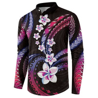 Hawaii Plumeria Button Sweatshirt Sweet Gradient Polynesian Pattern