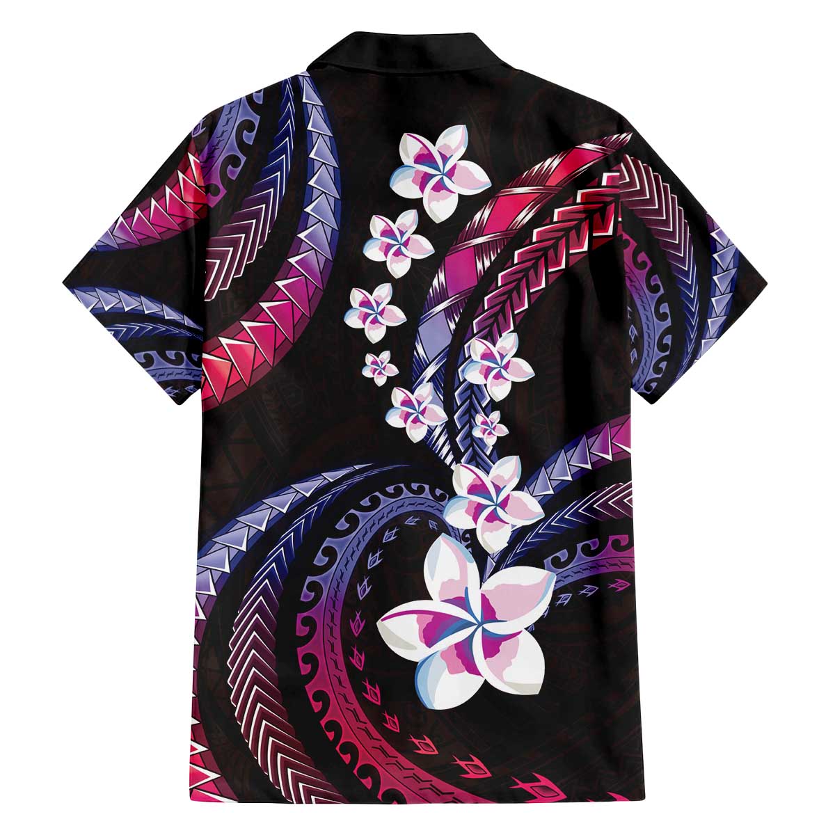 Hawaii Plumeria Family Matching Off The Shoulder Long Sleeve Dress and Hawaiian Shirt Sweet Gradient Polynesian Pattern
