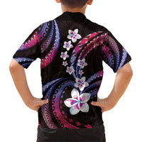 Hawaii Plumeria Family Matching Puletasi and Hawaiian Shirt Sweet Gradient Polynesian Pattern