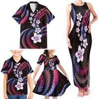 Hawaii Plumeria Family Matching Tank Maxi Dress and Hawaiian Shirt Sweet Gradient Polynesian Pattern