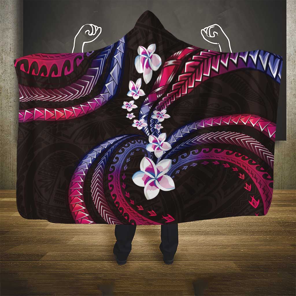 Hawaii Plumeria Hooded Blanket Sweet Gradient Polynesian Pattern