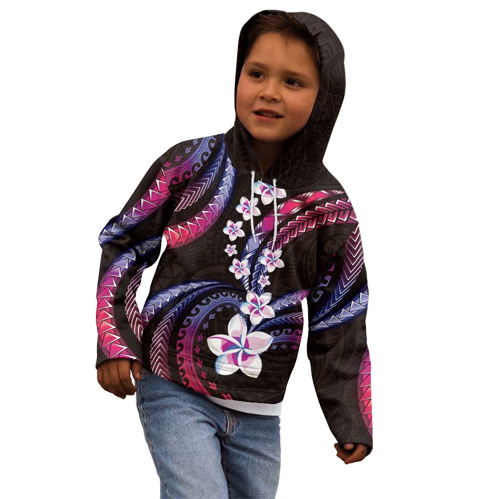 Hawaii Plumeria Kid Hoodie Sweet Gradient Polynesian Pattern
