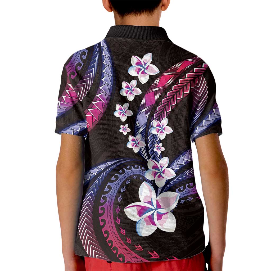 Hawaii Plumeria Kid Polo Shirt Sweet Gradient Polynesian Pattern