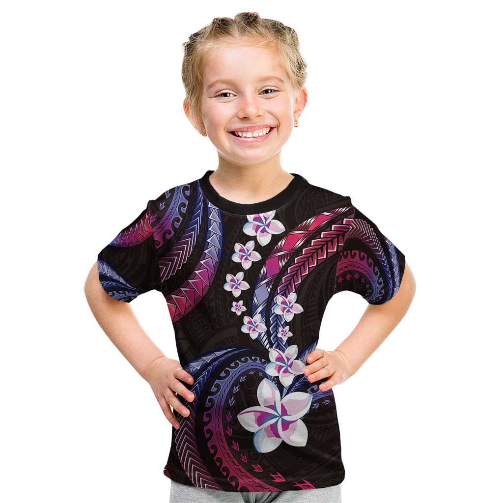 Hawaii Plumeria Kid T Shirt Sweet Gradient Polynesian Pattern