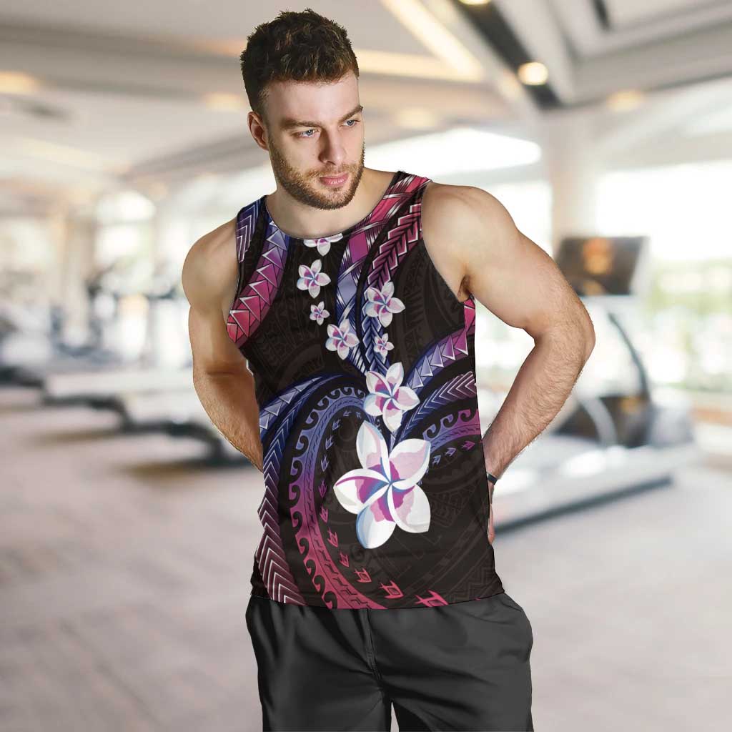 Hawaii Plumeria Men Tank Top Sweet Gradient Polynesian Pattern