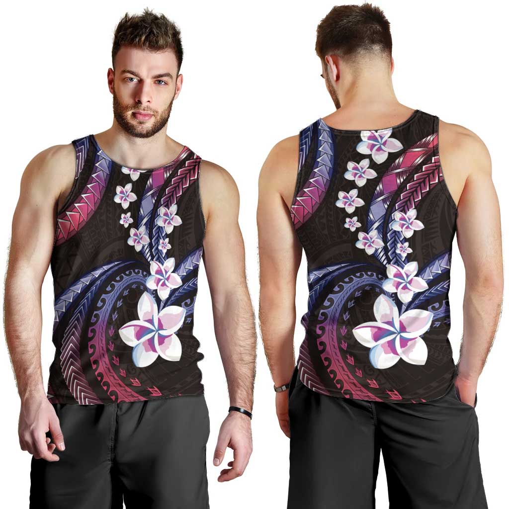 Hawaii Plumeria Men Tank Top Sweet Gradient Polynesian Pattern
