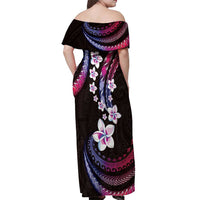 Hawaii Plumeria Off Shoulder Maxi Dress Sweet Gradient Polynesian Pattern