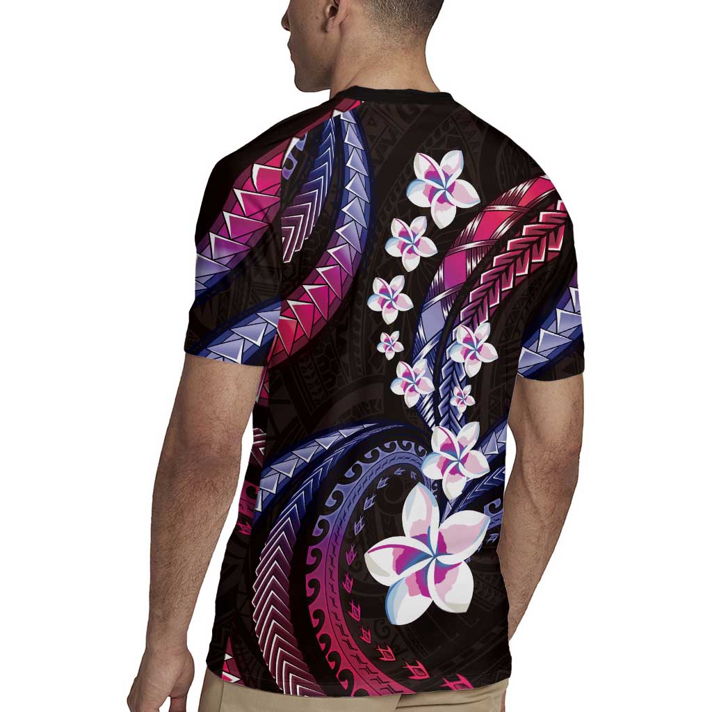 Hawaii Plumeria Rugby Jersey Sweet Gradient Polynesian Pattern