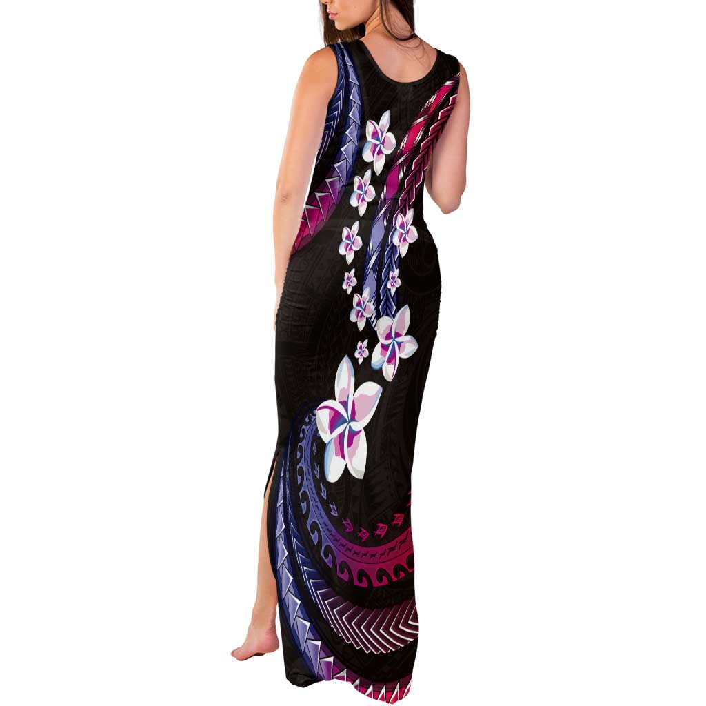Hawaii Plumeria Tank Maxi Dress Sweet Gradient Polynesian Pattern