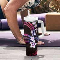 Hawaii Plumeria Tumbler With Handle Sweet Gradient Polynesian Pattern